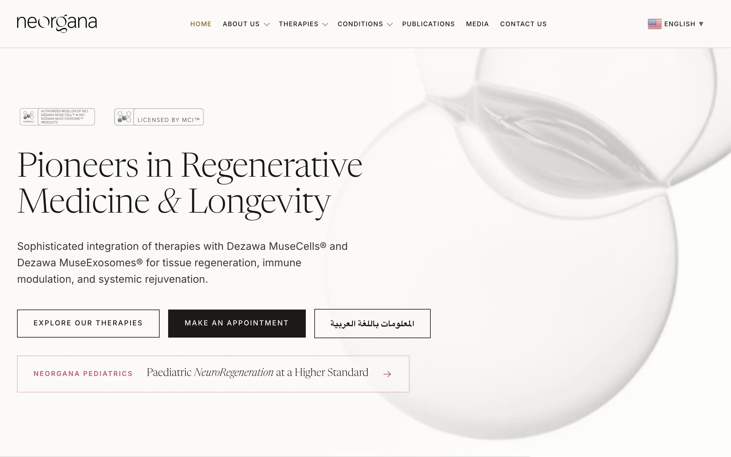Neorgana — pioneers in regenerative medicine and longevity.