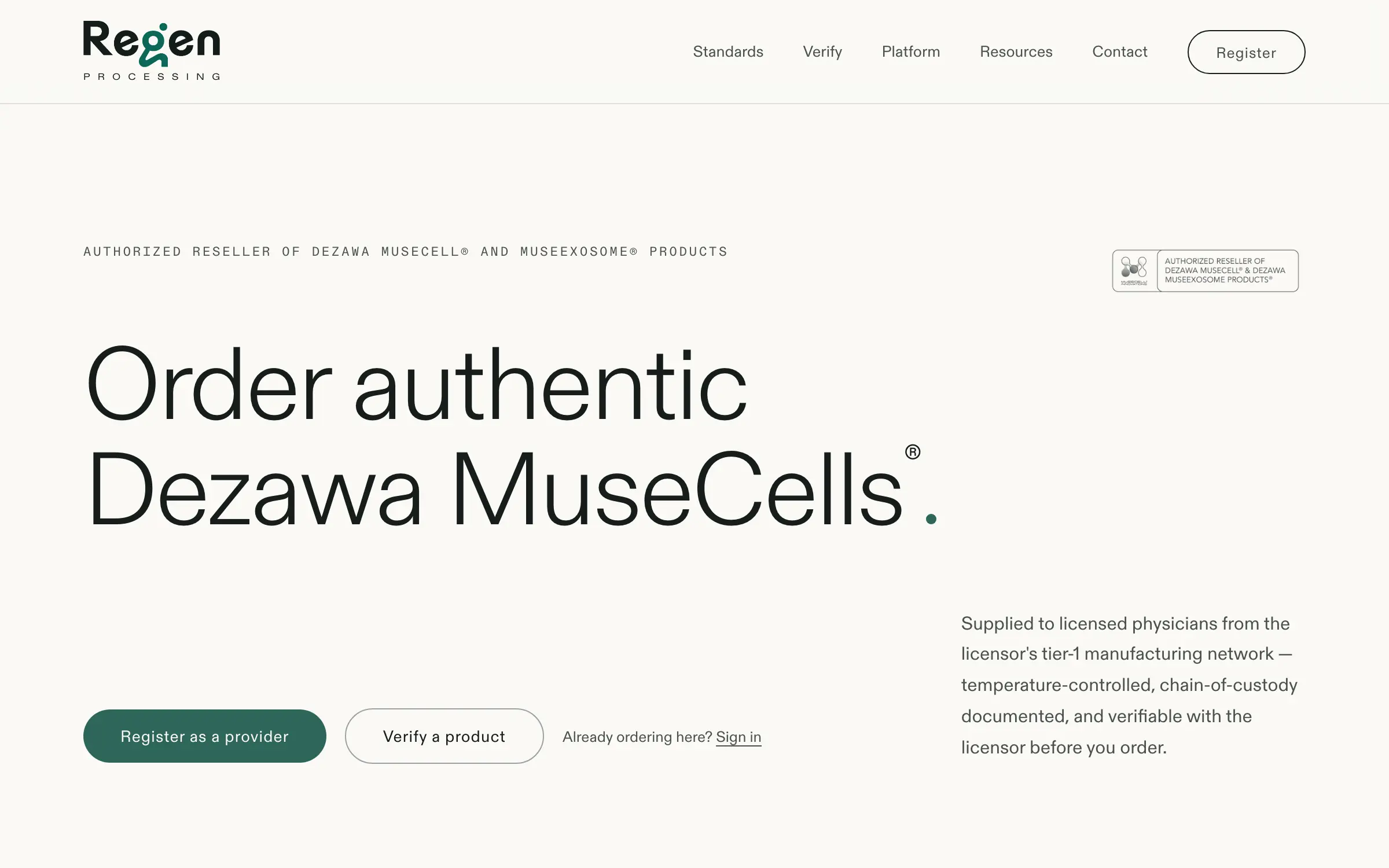 Regen Processing — order authentic Dezawa MuseCells.